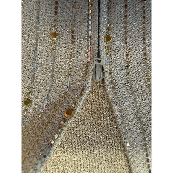 St. John Evening 3 Piece Suit Set gold Knit Jacket Sz 8 Top Sz 6, &Skirt Sz 8 - Picture 6 of 15